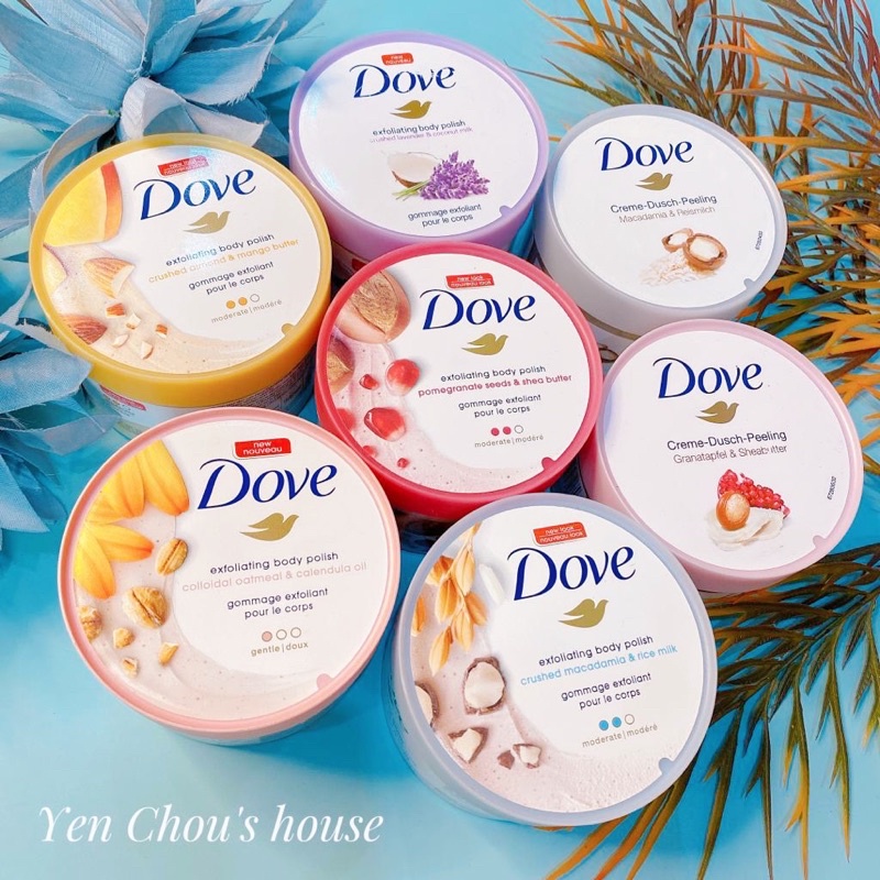 [Mỹ, Đức] Tẩy da chết Dove, Tẩy tế bào chết body Dove 𝐄𝐗𝐅𝐎𝐋𝐈𝐀𝐓𝐈𝐍𝐆 𝐁𝐎𝐃𝐘 𝐏𝐎𝐋𝐈𝐒𝐇