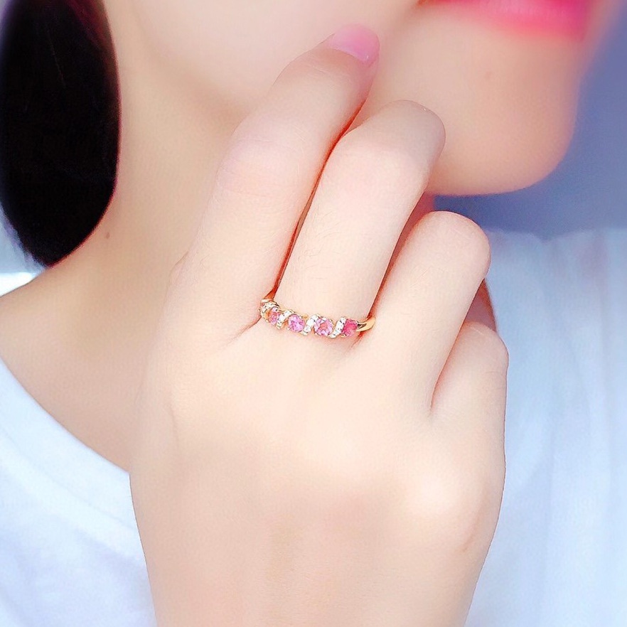 Nhẫn Nữ Đính Đá Thạch Anh Tím Nhiều Màu Sắc Phong Cách Mới