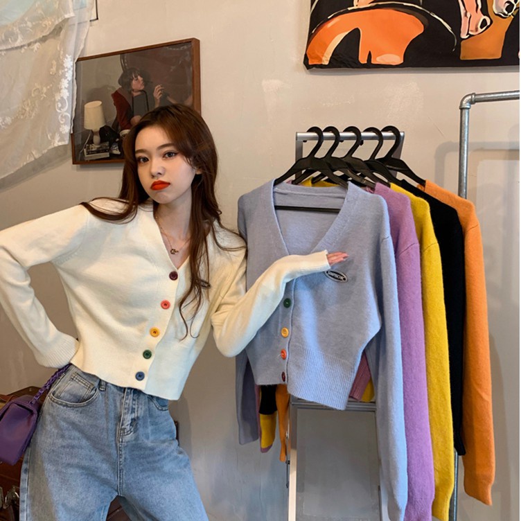 Áo len cardigan cổ tim cài cúc dáng rộng thời trang cho nữ 6 color