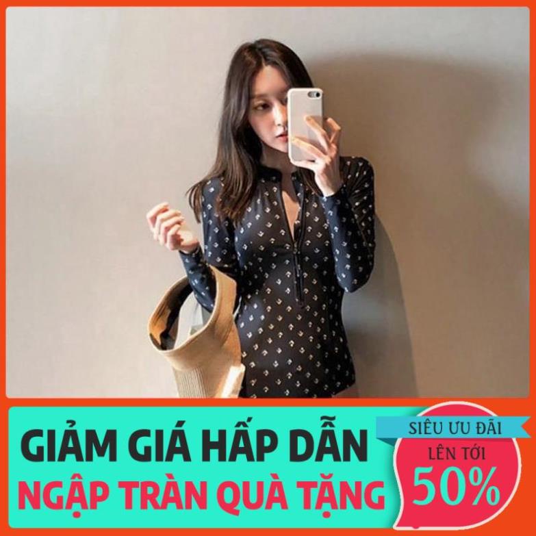 Áo bơi nữ bó sát , dài tay , khóa kéo hình tam giác new *