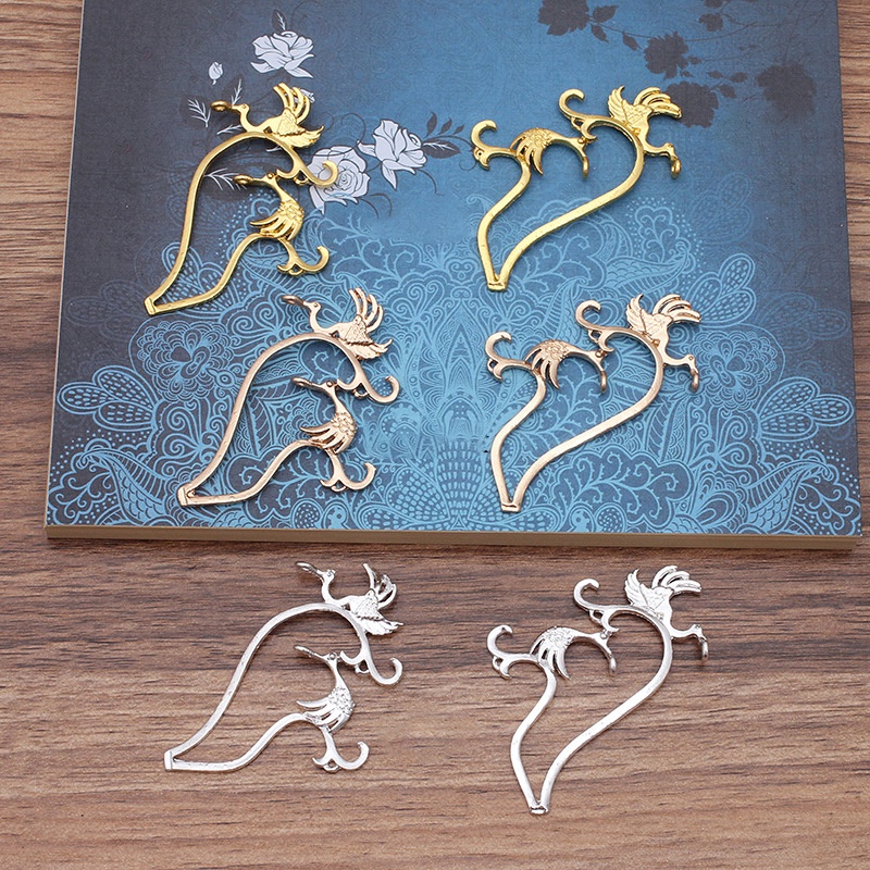 1 cặp phiến đúc chim hạc cách điệu 47*63mm nguyên liệu làm trâm làm trang sức cổ trang