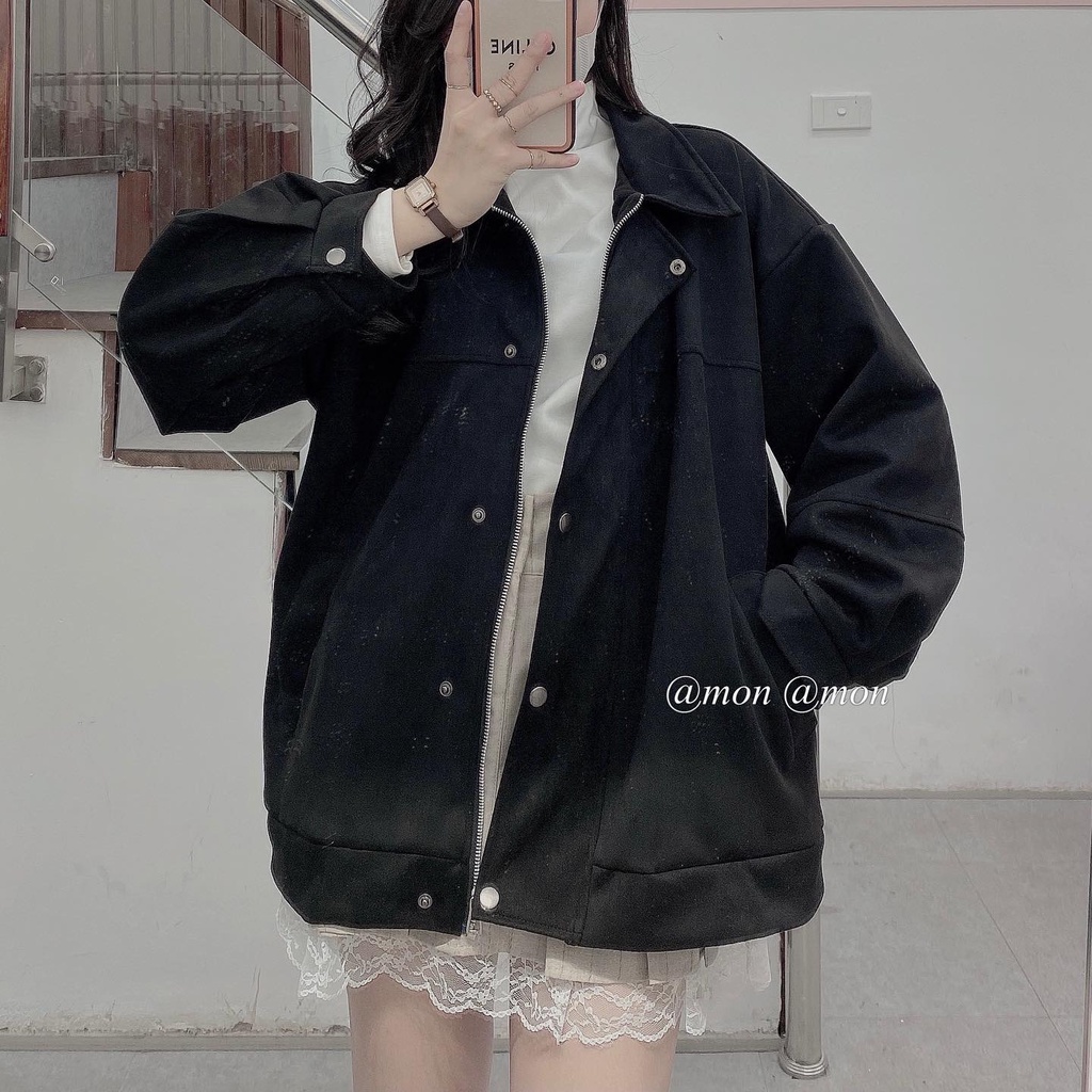 210704 Áo bomber da lộn, áo khoác da lộn nữ , áo khoác bomber thời trang ulzzang, freesize | BigBuy360 - bigbuy360.vn