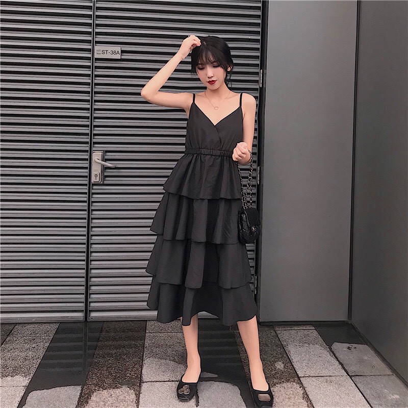 Váy Đầm Xoè Maxi 2 Dây 4 Tầng, Bánh Bèo Cực Đáng Yêu - Mã V09 | BigBuy360 - bigbuy360.vn