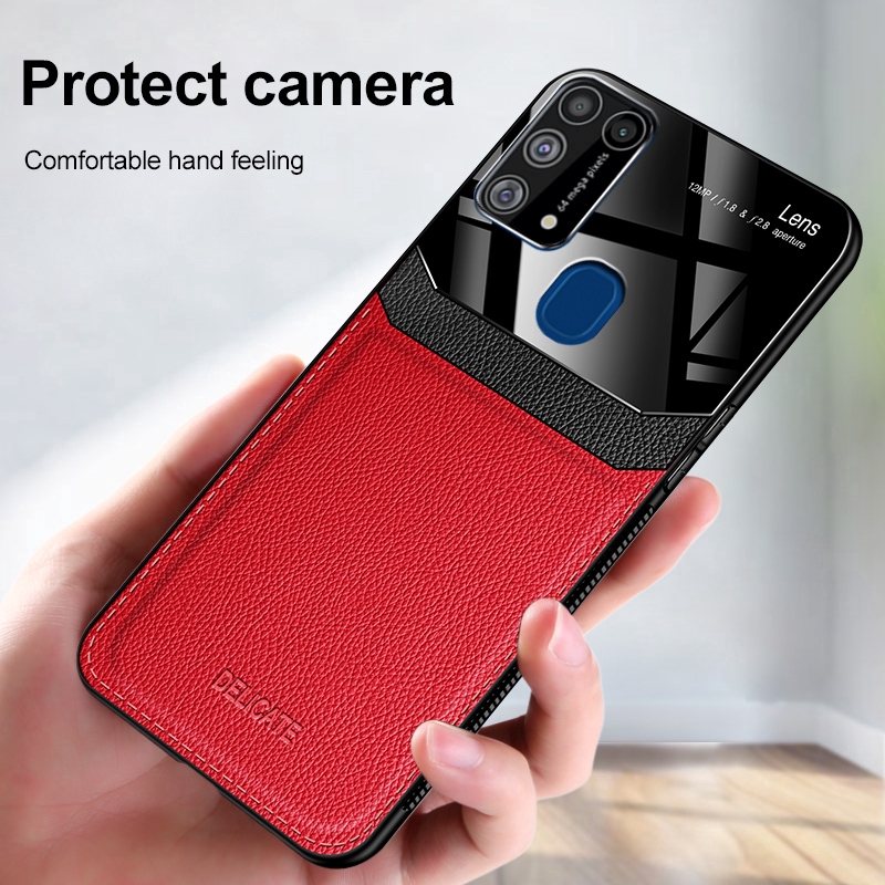 Ốp điện thoại mặt da bảo vệ cho Samsung Galaxy M31 A10 Note 10 Lite S10 Plus S10e A7 2018 Note 8 9