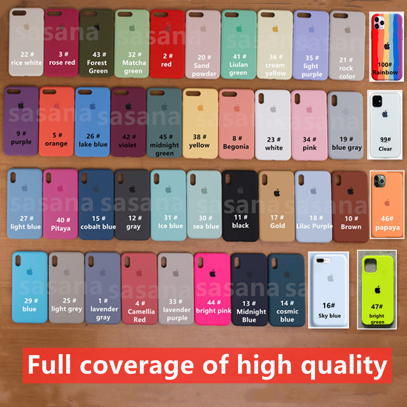 Màu biển xanh Bảo hiểm đầy đủ iPhone 12/12 PRO MAX / 12MINI / 11 PRO MAX SE2020 X XS Max XR 7 8 Plus 6s 6   Vỏ điện thoại silicon lỏng