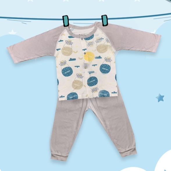 Bộ Quần áo FatherCare sơ sinh Cài giữa DT - Voi  FC749