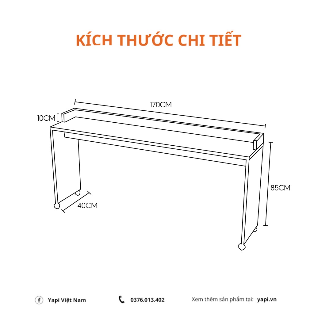 Bàn làm việc di động, bàn gỗ làm việc chắc chắn GHC-4603 - Nội thất lắp ráp