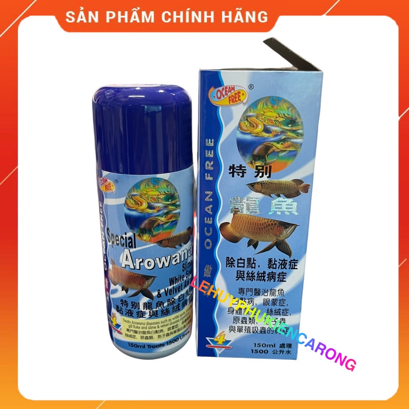 Chai Số 4 OCEAN FREE Chuyên Trị Nấm Trắng, Nấm Velet Sán Mang Cho Cá Rồng Chai 150ml