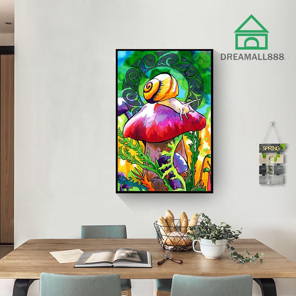 ✡ Fake flower  Draw Resin Full Round Diamond Painting Mushrooms Snails Handmade Wall Picture Kits