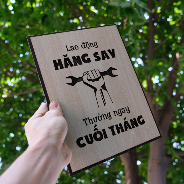 Tranh Gỗ khắc laser nội dung tạo động lực thúc đẩy làm việc LEVU025