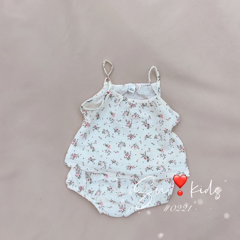 Bộ 2 dây xô Muslin bé gái