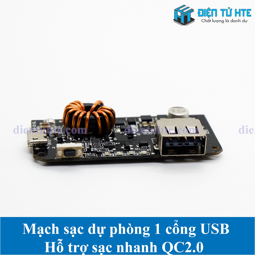 Mạch Pin dự phòng 1 cổng USB 2 chiều hỗ trợ sạc nhanh QC2.0/3.0 - đầu vào MicroUSB QC2.0/3.0 [HTE QN2]