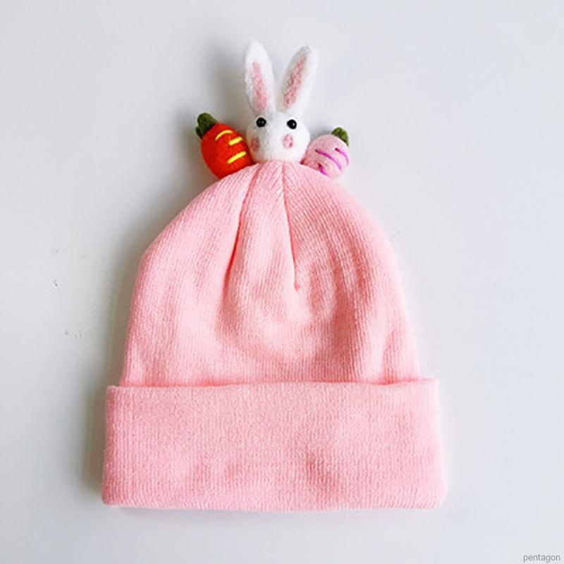 Mũ Beanie Dệt Kim Mềm Màu Trơn Giữ Ấm Mùa Đông In Họa Tiết Hoạt Hình Cho Bé Trai / Gái