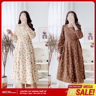 Váy Nhung Hoa Nhí Dáng Suông MICHI House V335 Đầm Xuông Thiết Kế Trẻ Trung Đi Tiệc Mặc Tết Trẻ Trung Hàn Quốc