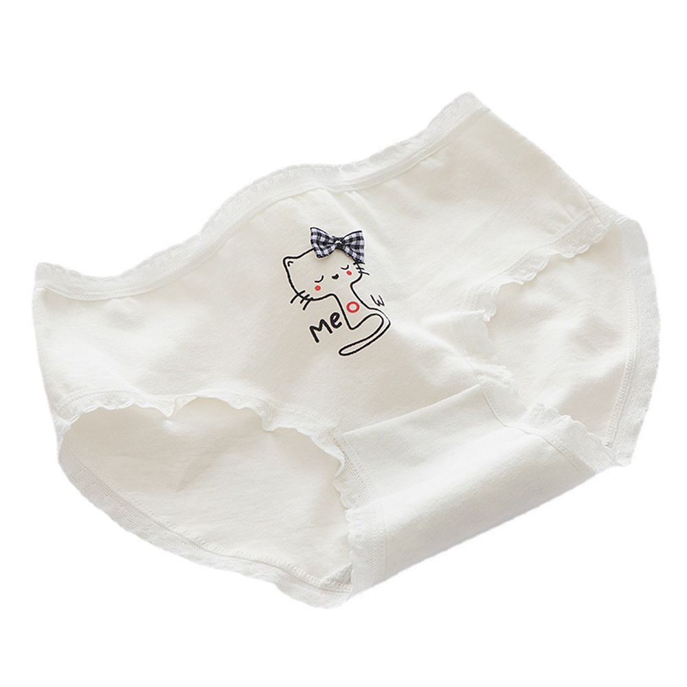 Quần lót cotton lưng vừa thoáng khí họa tiết kẻ sọc phối ren dễ thương phong cách Hàn Quốc cho nữ