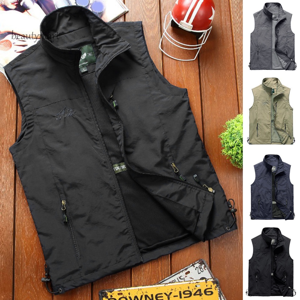 Áo Khoác Sát Nách Siêu Nhẹ Có Khóa Kéo Thấm Hút Mồ Hôi Đa Năng Tiện Dụng Cho Hoạt Động Ngoài Trời