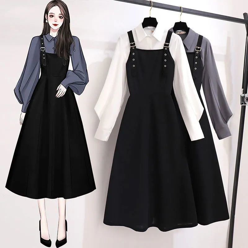 Set Váy Yếm VINTAGE Sơ Mi Tay Bồng Tiểu Thư sét 2 món