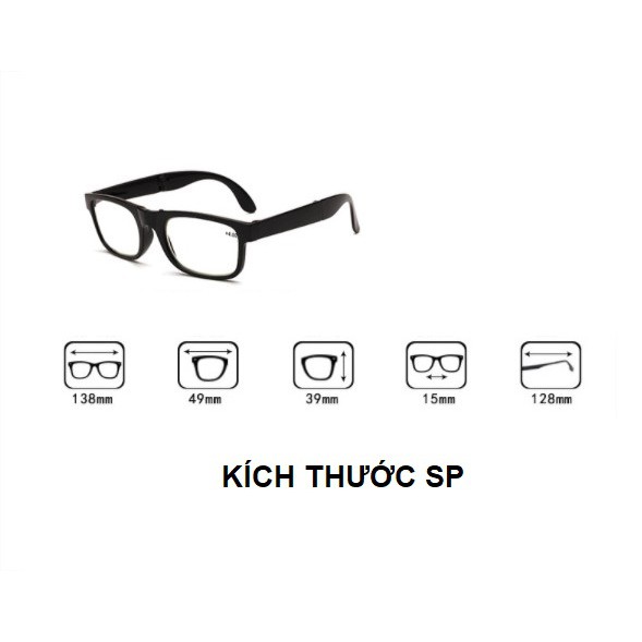 Kính lão thị viễn thị Nam nữ gập gọn có video cực sáng và rõ chống UV