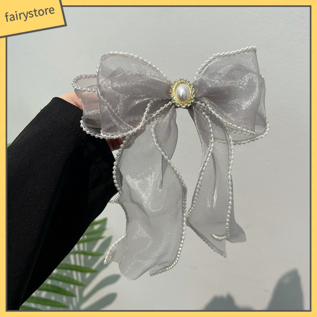 [Fairy] Kẹp Tóc Thắt Nơ Lưới Xuyên Thấu Trang Trí Thanh Lịch Chống Trượt Nhỏ Gọn Phong Cách Ngọt Ngào