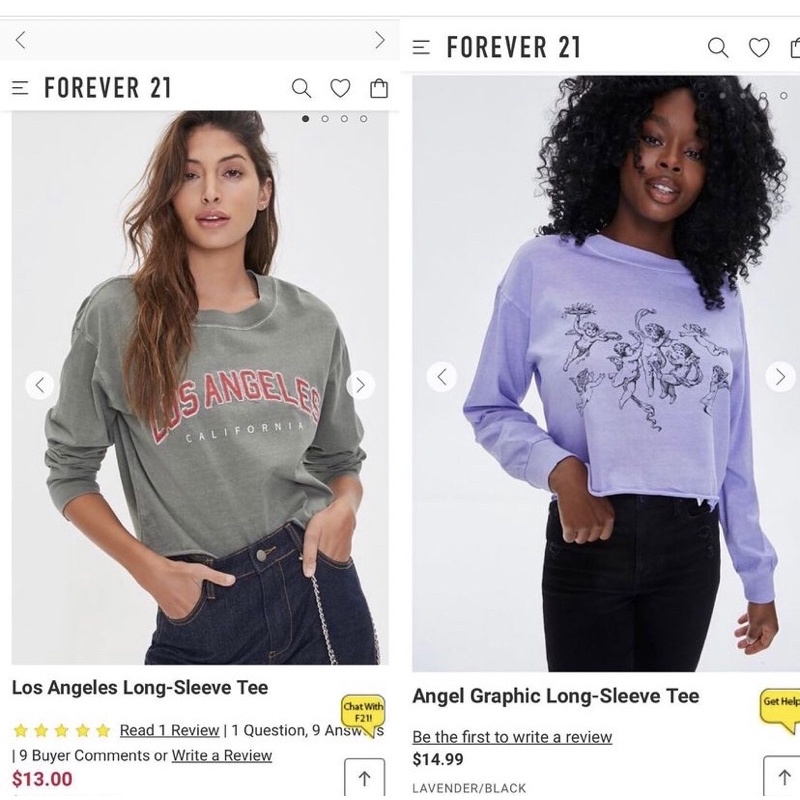 Áo thun F21 croptop tay dài nữ xuất xịn