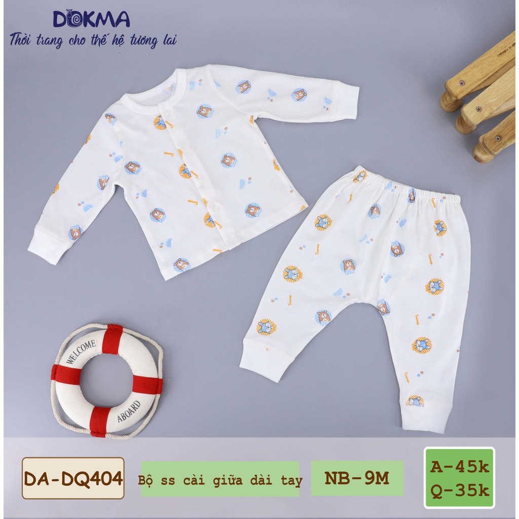 [FREESHIP] Bộ quần áo sơ sinh cài giữa dài tay Cotton DOKMA (0-9 tháng tuổi) DA-DQ404