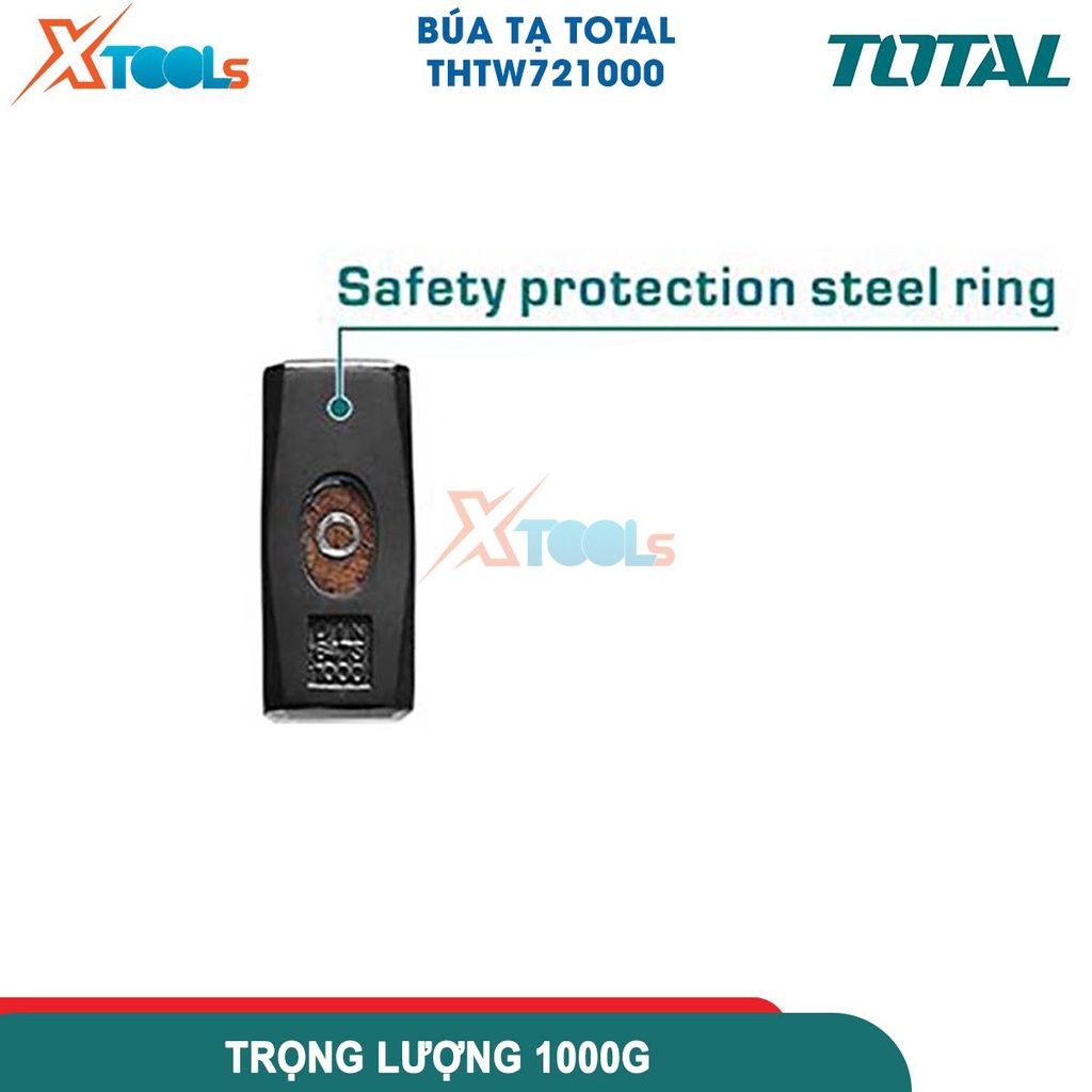 Búa tạ cán gỗ Total THTW721000 1000g chất liệu thép carbon 45#, chịu nhiệt, tay cầm gỗ cứng cố định- CHÍNH HÃNG- XTOOLS