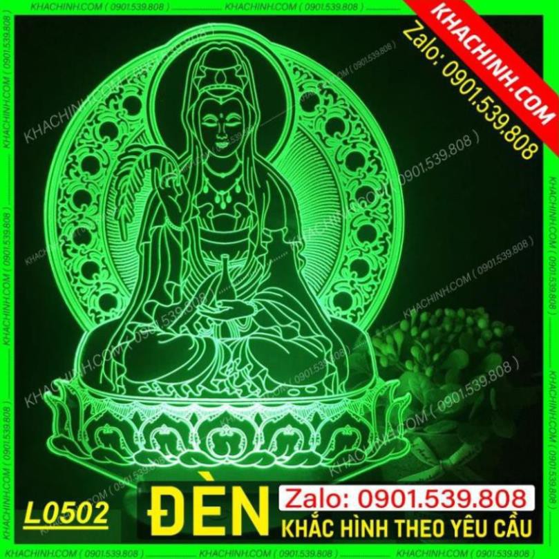 Đèn thờ Mẹ Quan Âm - đèn Phật Giáo để bàn thờ sáng đẹp khắc laser Mẫu L0502-V có Remote thay đổi 16 màu