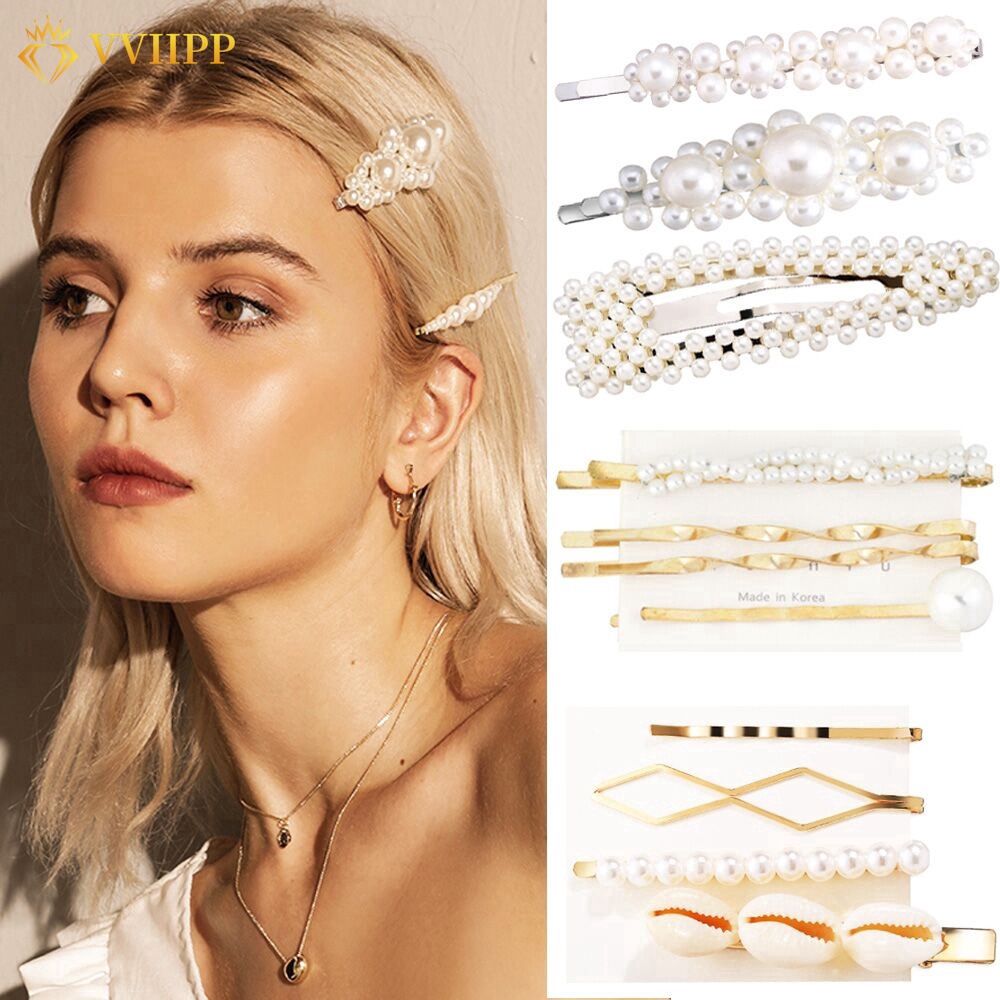 Kẹp tóc đính ngọc trai giả xinh xắn