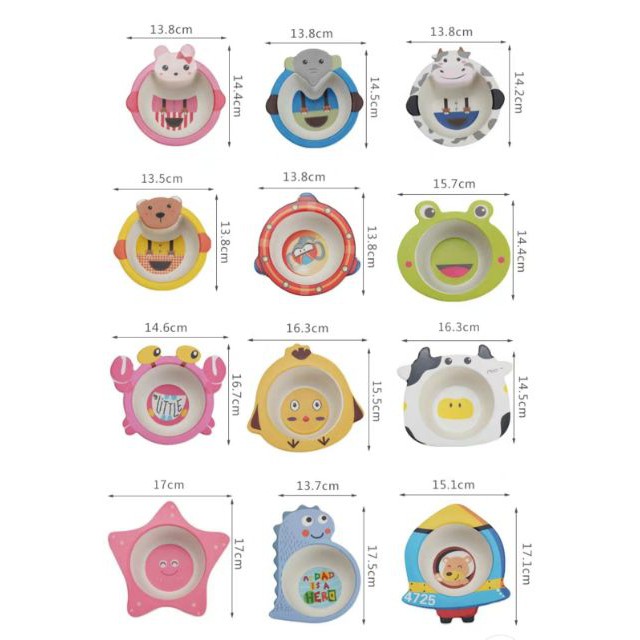 Bát Ăn Dặm Lúa Mạch hình thú cho bé. Gồm voi, thỏ, cua, bò sữa, ngôi sao, gà, ếch, sư tử, hổ, heo, khủng long - 2X MART