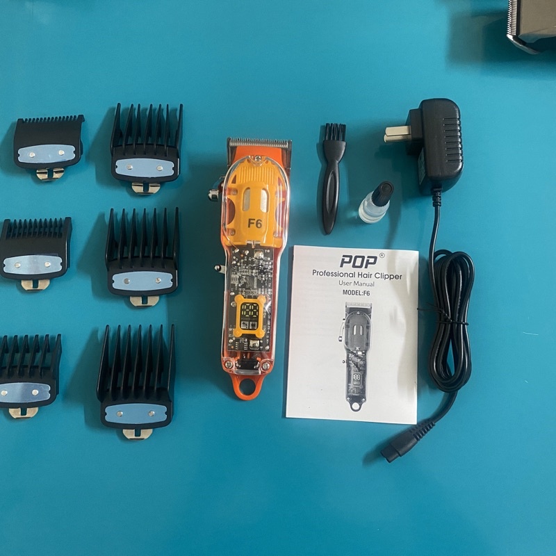 Tông Đơ Cắt Tóc POP F6 10W Dung Lượng Pin 2500mah Lưỡi Thép 6 Cữ Gá Thép Có  Đèn LED Báo Pin Ảnh Video Thật Tự Quay | Shopee Việt Nam