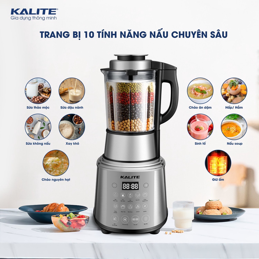 Máy Làm Sữa Hạt Máy Nấu Sữa Hạt Kalite KCB4741, Chức năng sấy khô khử khuẩn độc quyền tại Việt Nam, Bảo hành 02 năm