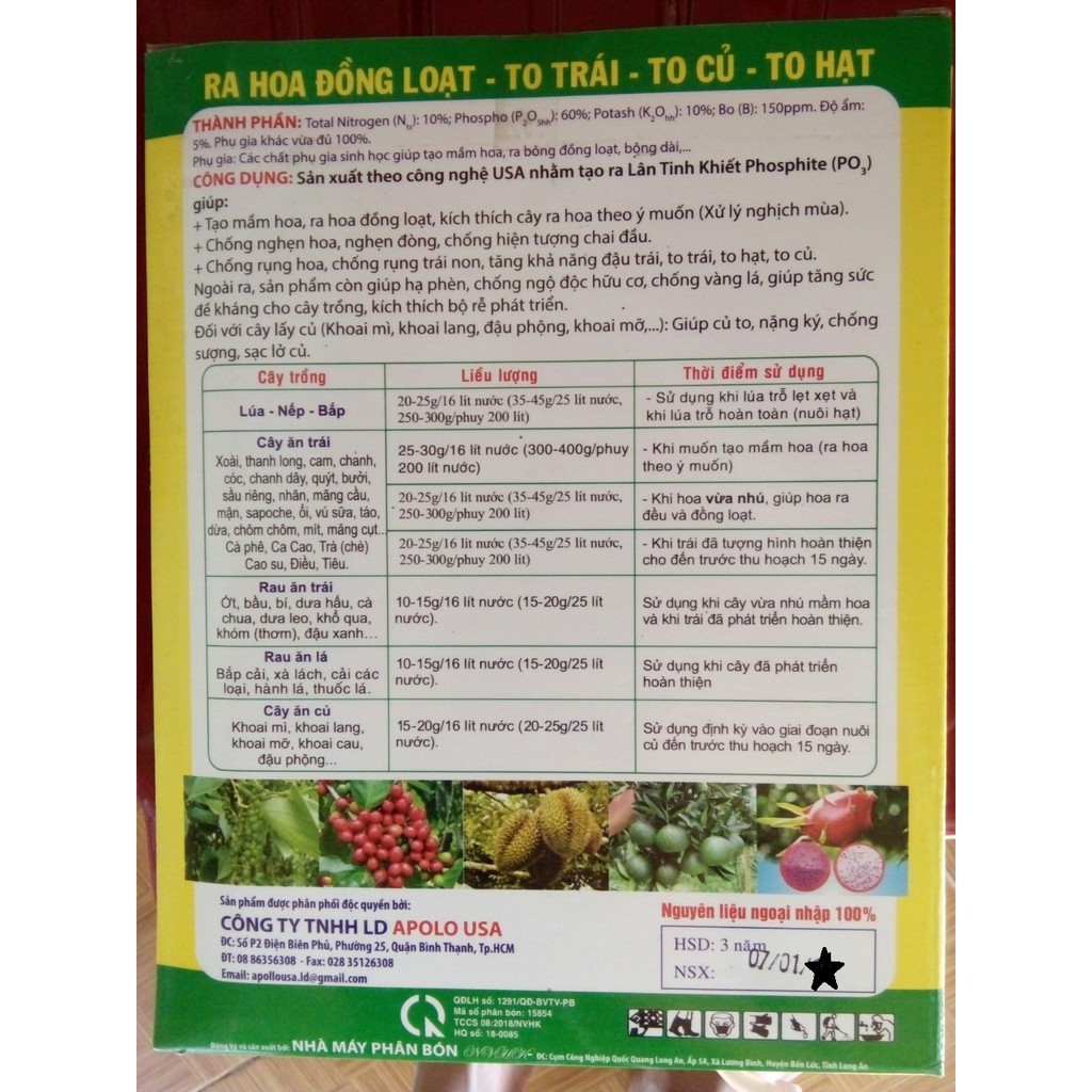 Phân bón lá  siêu tạo mầm hoa, ra bông đồng loạt- NPK 10-60-10+ TE phun 400 lít nước
