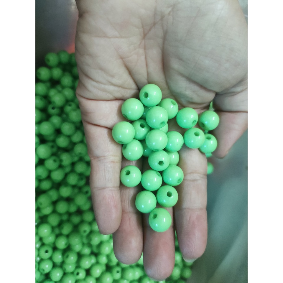 10-25-50gam hạt nhựa tròn bóng màu xanh cốm size 10mm