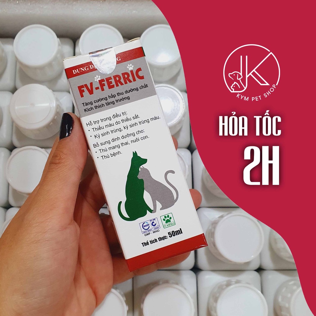 FV-FERRIC – Thực phẩm bổ sung chất sắt cho thú cưng chó mèo dạng dung dịch uống (50ml)