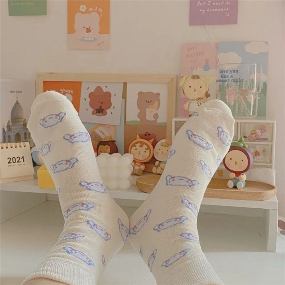 Vớ Thể Thao In Họa Tiết Thỏ/Cún Kuromi Đáng Yêu Phong Cách Hàn Quốc Cho Nữ Sinh