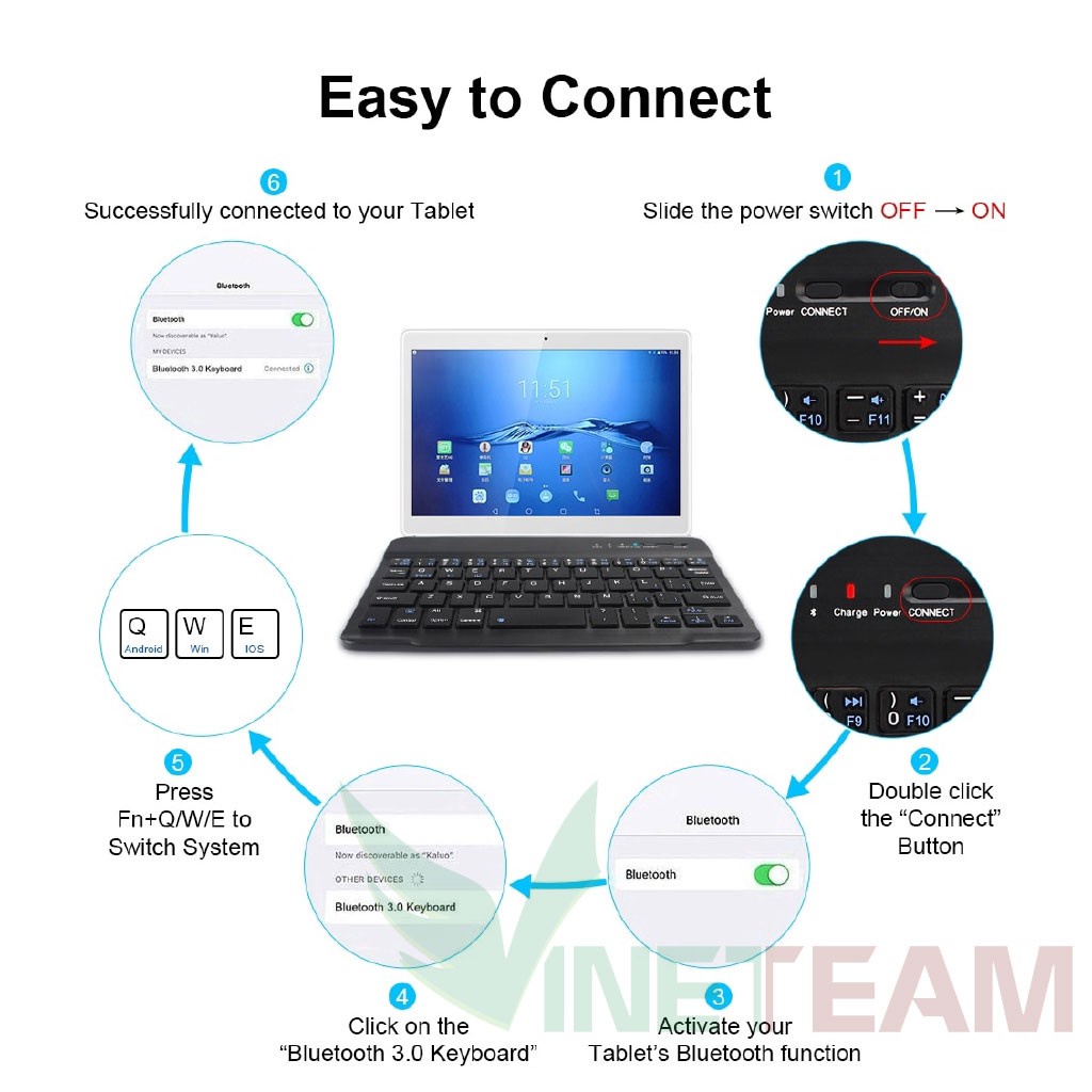 Bàn phím không dây Bluetooth mini cho máy tính bảng ,Laptop có thể sạc lại -dc4281