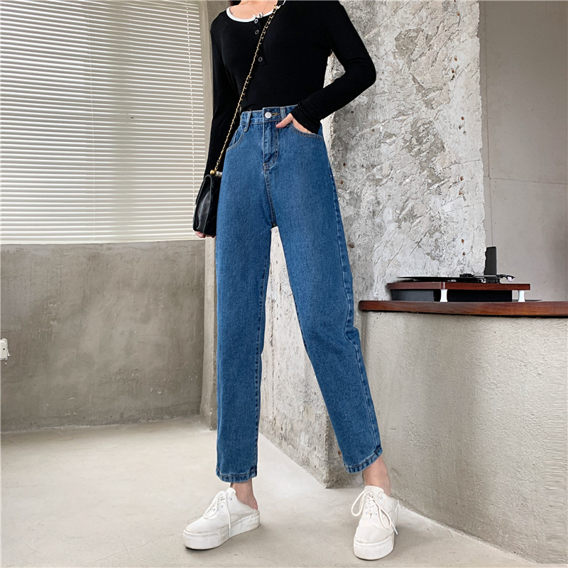SUXI Quần jeans lưng cao thiết kế ôm dáng theo phong cách Hàn Quốc