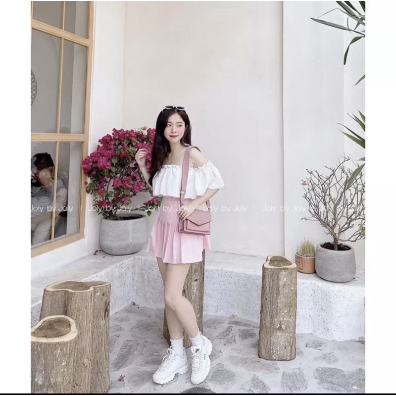 Sét chân váy tennis áo bẹt vai xinh đẹp lắm luôn s10