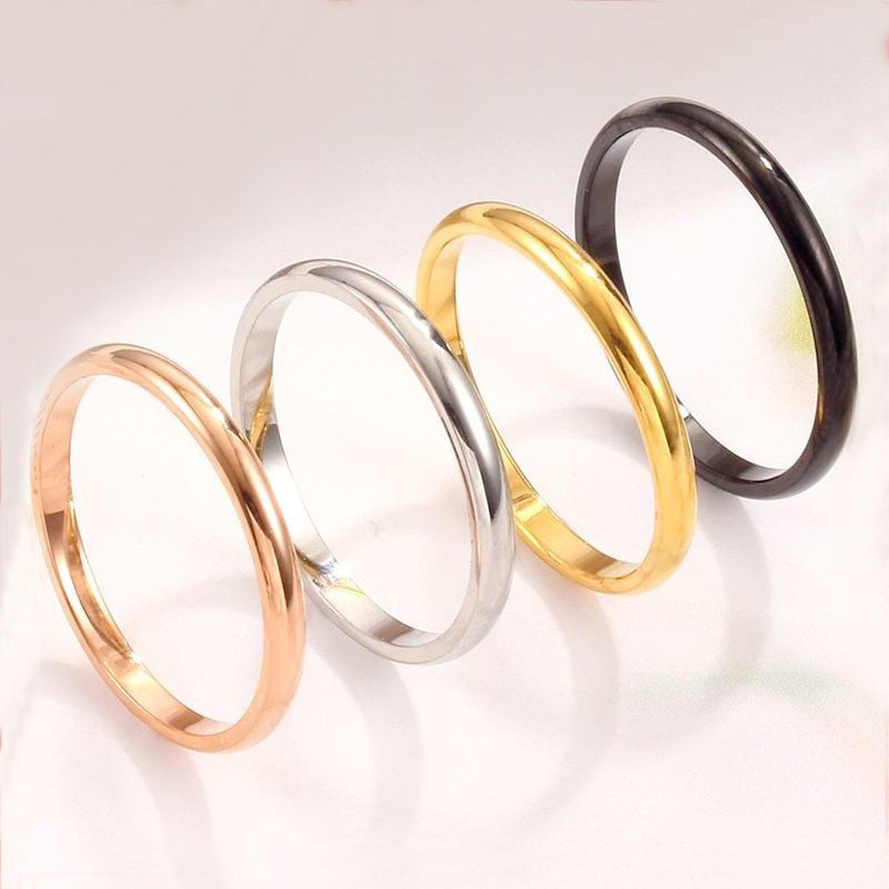 Nhẫn titan mạ vàng 24k kiểu dáng đơn giản cho cặp đôi