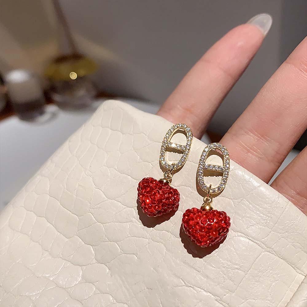 Khuyên Tai Lủng Lẳng Đính Đá Đơn Giản Thời Trang Hàn Quốc Cá Tính Cho Nữ