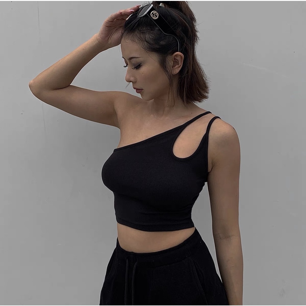 ÁO 2 DÂY CROTOP LỆCH CÁ TÍNH
