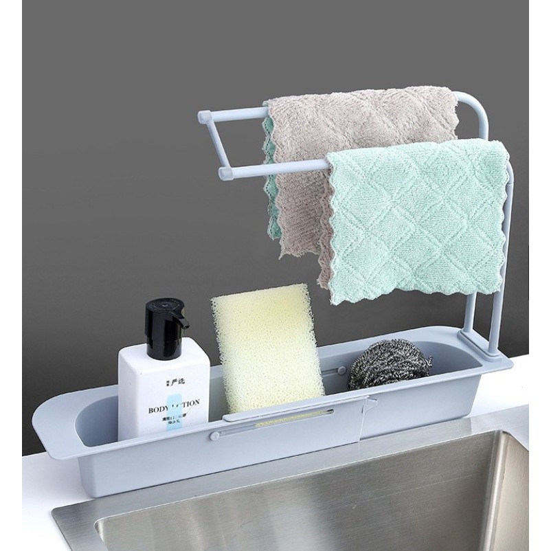 Giá để giẻ rửa bát bằng nhựa ABS bền đẹp nhỏ gọn có thanh treo khăn lau  tiện lợi