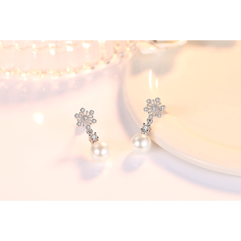 Khuyên Tai Bạc 925 Hình Bông Tuyết Phong Cách Hàn Quốc Dành Cho Nữ-S1