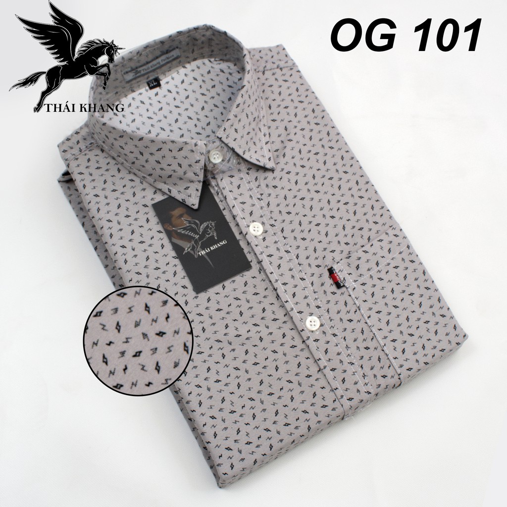 áo sơ mi nam form rộng trung niên họa tiết trắng vải kate đặt riêng cho Thái Khang loại áo sơ mi nam trung niên OG1
