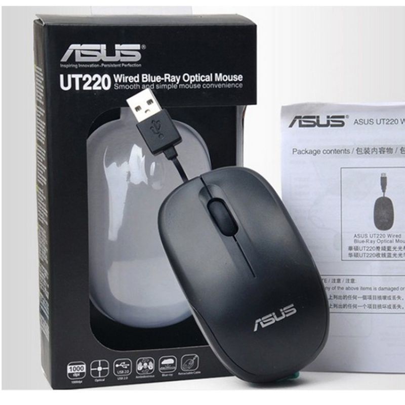 Chuột Máy Tính ASUS 220 Có Dây Thu Gọn Tiện Dụng
