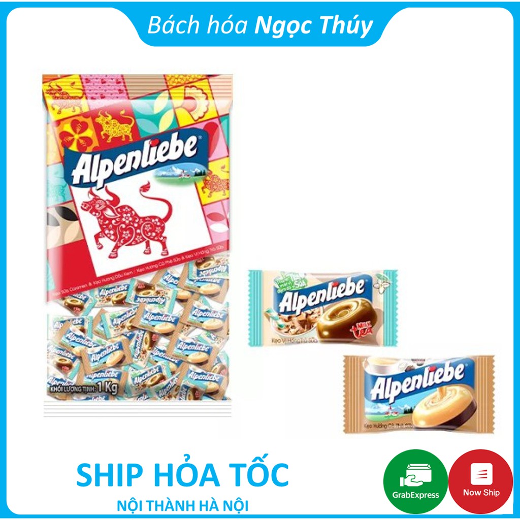 Kẹo Alpenliebe Mix Hương Cà Phê Sữa - Hồng Trà Sữa (Gói 1kg - 334 Viên)