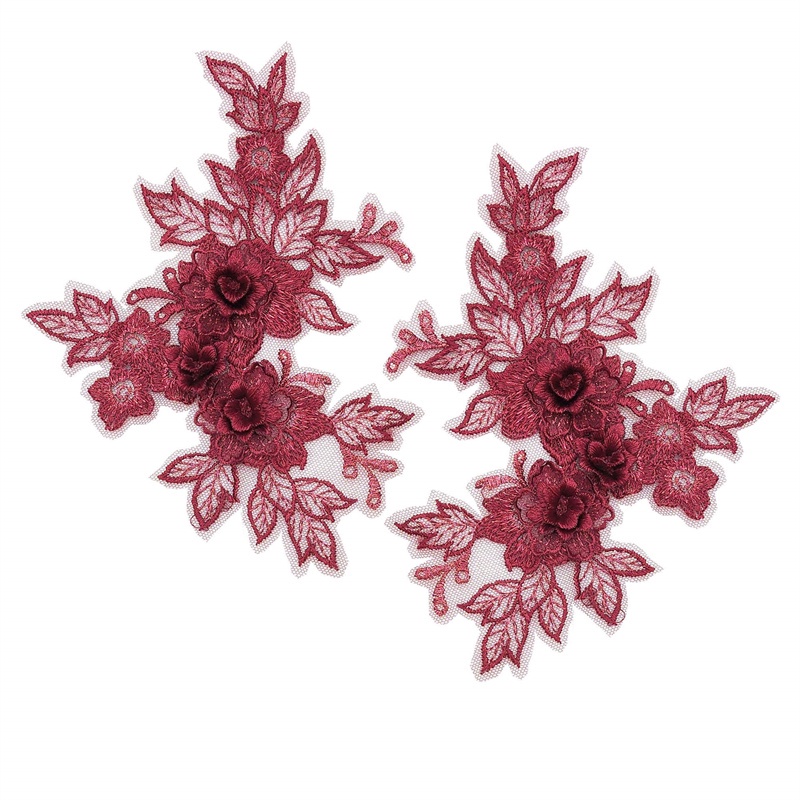 Miếng Ren Thêu Hoa 3D 19 * 15CM Dán Trang Trí Váy Cưới