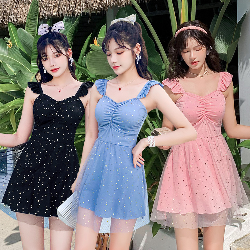 One-Piece Swimsuit Korean Style Covering Flesh Skinny Girl Soaking Hot Spring Boxer Skirt Swimsuit Casual Beach Wear | BigBuy360 - bigbuy360.vn