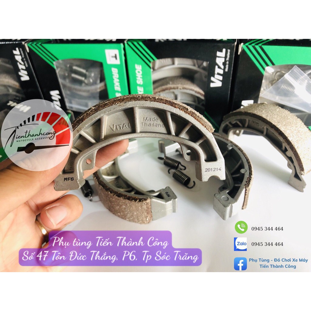 Bố thắng đùm/Má phanh xe Dream/Wave/RS/Future V1, Neo, X, 125/Blade  thương hiệu Vital  kèm lò xo.