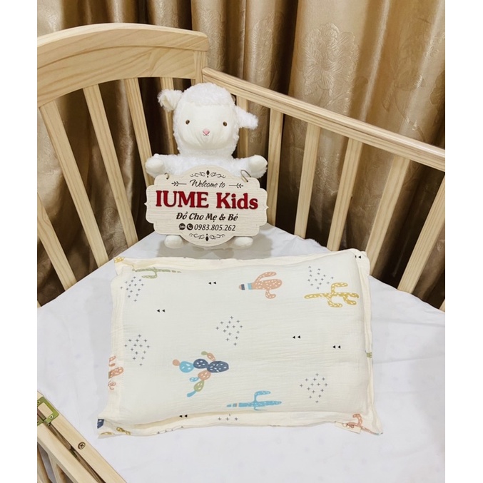 Set chăn gối sơ sinh hoạ tiết xương rồng, vải xô Muslin cao cấp thương hiệu IUME Kids
